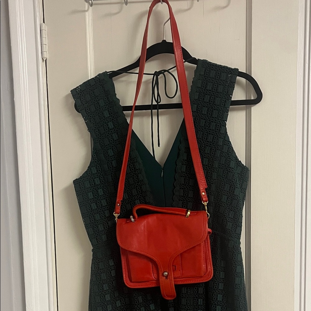 Opening Ceremony Red Calf skin Leather Crossbody Bag